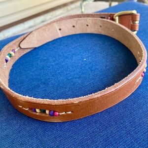 Vintage Gap belt leather embroidered beaded boho - Size 27